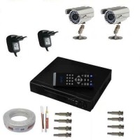 KIT C/ 2 CÂMERAS INFRAVERMELHO + DVR + FONTES 